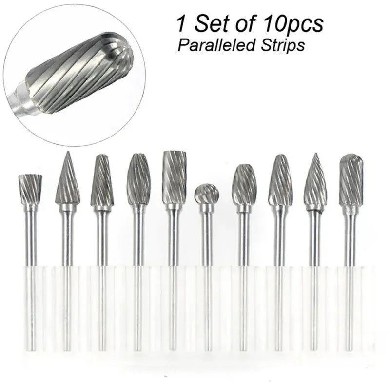 Tungsten Carbide Burr Set 1/4" For Woodworking Drilling and Metal Carving, LK-AA55