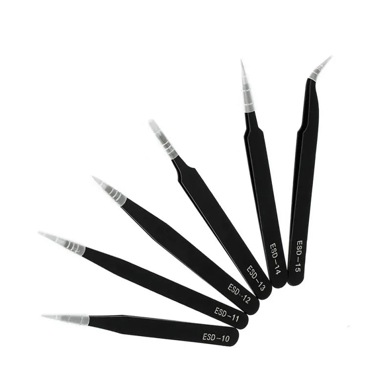 Stainless Steel Precision Anti-Static Tweezers Set with Curved and Straight Tips, LK-TW12