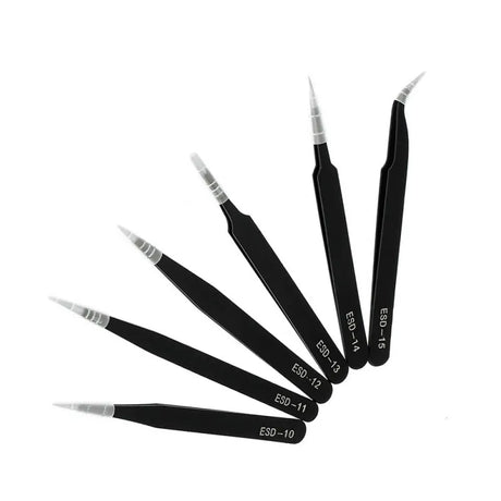 Stainless Steel Precision Anti-Static Tweezers Set with Curved and Straight Tips, LK-TW12