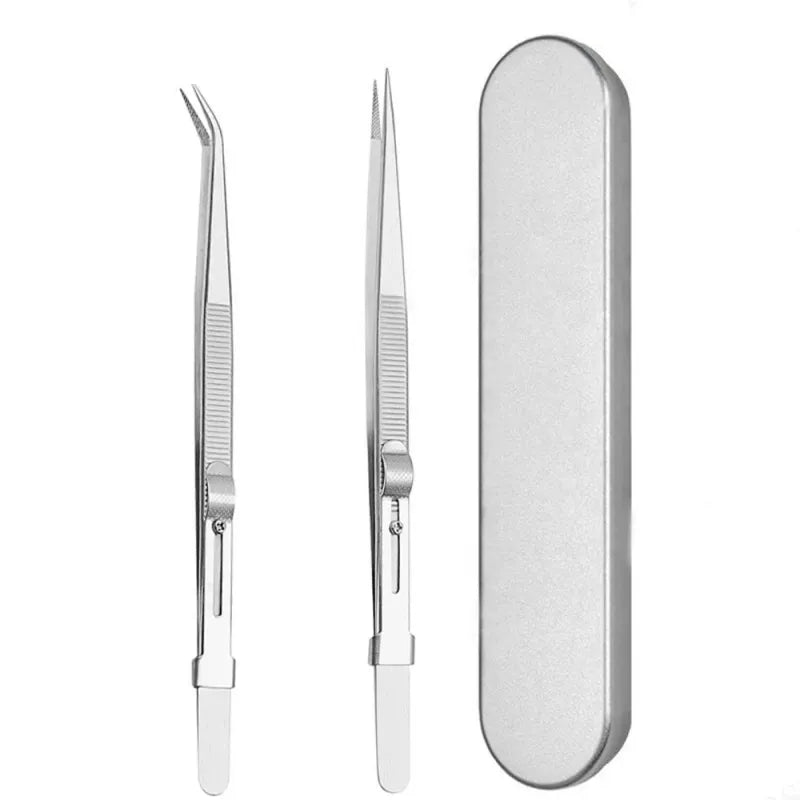 Precision Stainless Steel Jewelry Tweezers Set of 2, LK-TW15