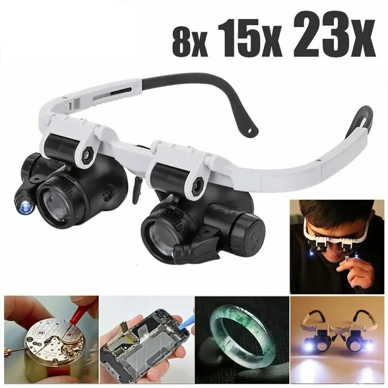 2x LED Magnifying Headband with 8x 15x 23x Lenses, LK-AA39