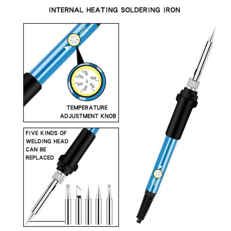  Adjustable Temperature 7-in-1 Electric Soldering Iron Kit, 60W Welding Repair Tool, LK-AA77