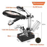  3-in-1 LED Magnifying Glass with Soldering Iron Stand and Auxiliary Clip for Repairs and Welding, LK-AA82