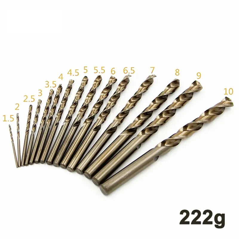 15 Piece M35 Cobalt Twist Drill Set, Yellow Coated Hss, LK-AA34