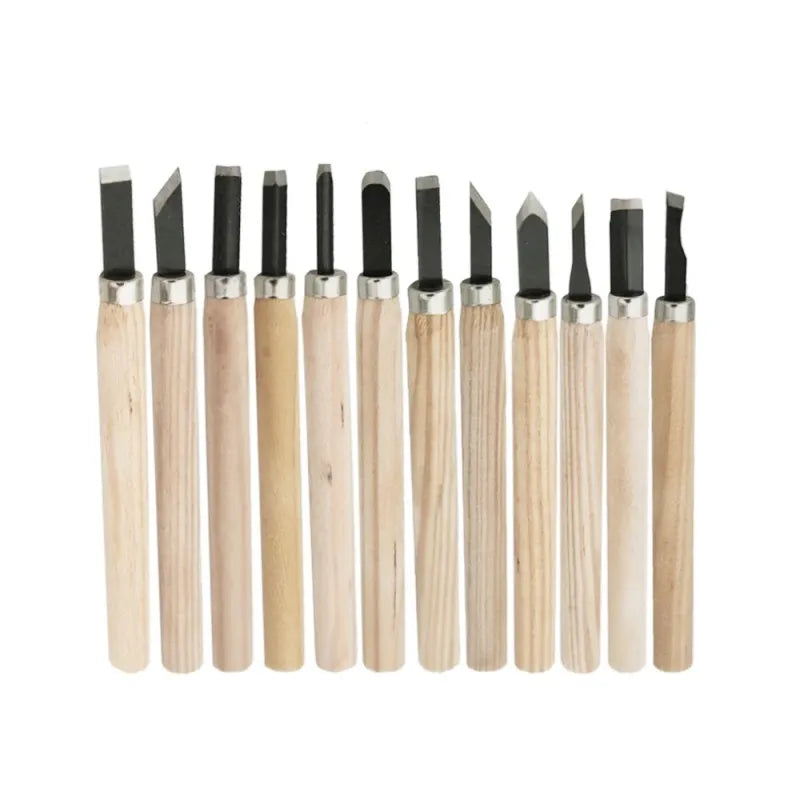 12-Piece Chisel and Knife Set for Wood Carving, Precision Cutting, and Detailed DIY Hand Gouging, LK-AA81