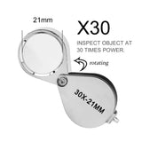  Foldable 10-30X Jewelry Loupe, Pocket Magnifier for Reading and Diamond Inspection, LK-AA83