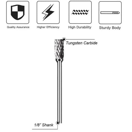 Tungsten Carbide Burr Set 1/4" For Woodworking Drilling and Metal Carving, LK-AA55