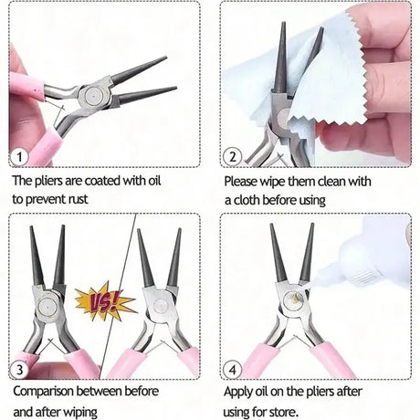 3 Piece Jewelry Pliers Set with Wire Cutters Round Nose and Flat Nose, LK-JP11