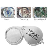  Foldable 10-30X Jewelry Loupe, Pocket Magnifier for Reading and Diamond Inspection, LK-AA83