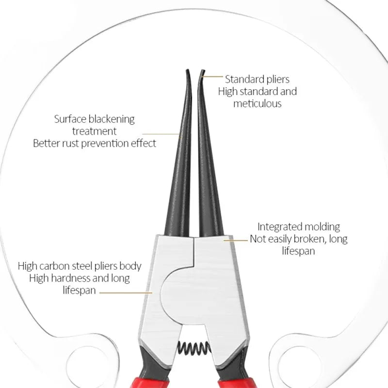 5-Inch Needle Nose Circlip Pliers for Locking Rings and Shafts, LK-AA46