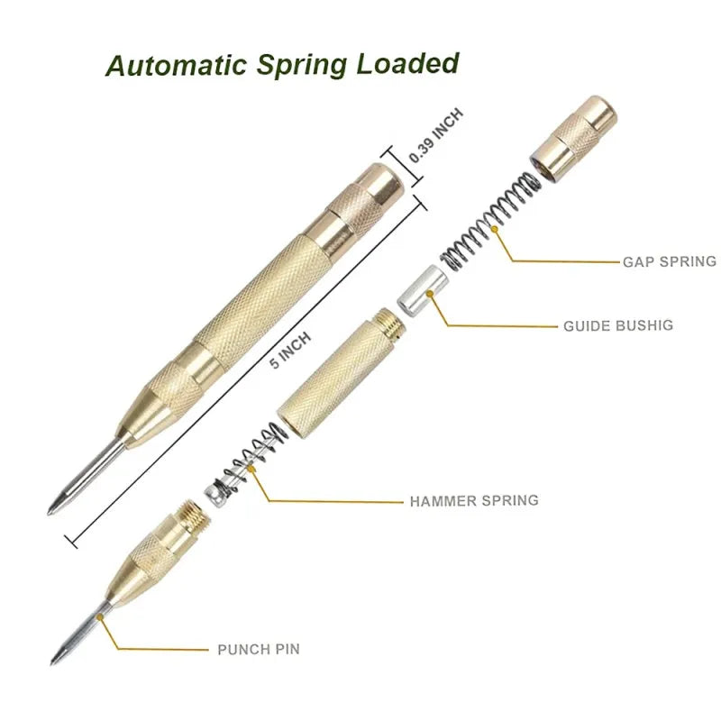 Automatic Spring-Loaded Center Punch Tool for Metal Marking and Dent Repair, LK-AA33