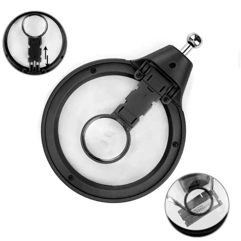  3-in-1 LED Magnifying Glass with Soldering Iron Stand and Auxiliary Clip for Repairs and Welding, LK-AA82