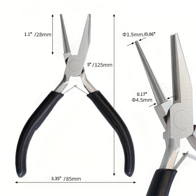 5in Mini Round Nose Jewelry Plier for DIY Jewelry Making, Copper Wire, Carbon Steel Tool, LK-AA71