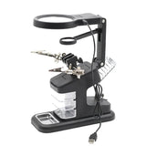  3-in-1 LED Magnifying Glass with Soldering Iron Stand and Auxiliary Clip for Repairs and Welding, LK-AA82