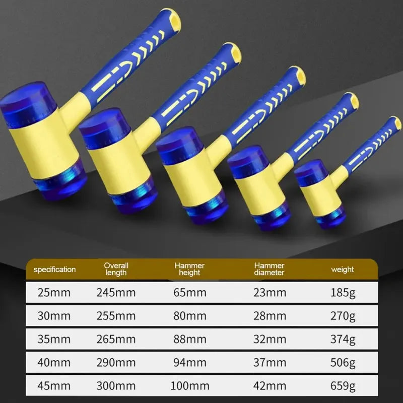 Double-Headed Rubber Hammer with Insulated Handle, 25mm to 45mm, LK-AA64