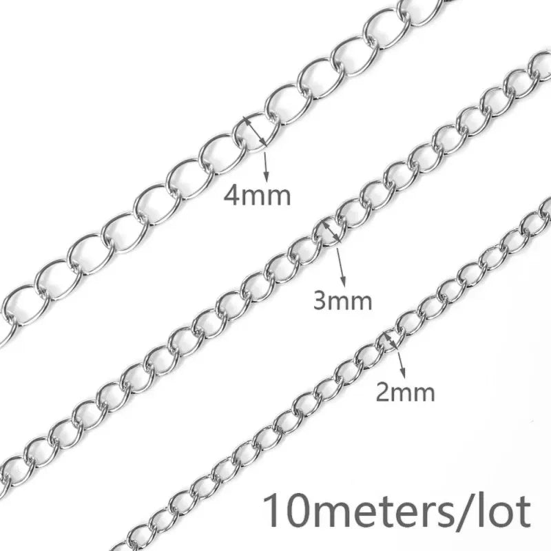 Stainless Steel Chain Roll 10 Meters Bulk for DIY Jewelry Making Basic Chains, LK-AA66