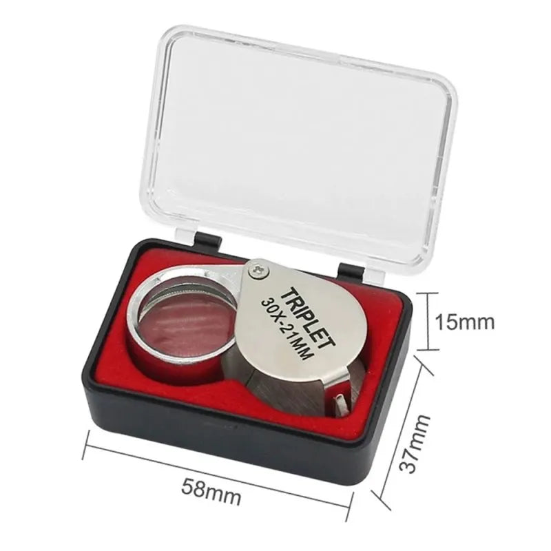  Foldable 10-30X Jewelry Loupe, Pocket Magnifier for Reading and Diamond Inspection, LK-AA83