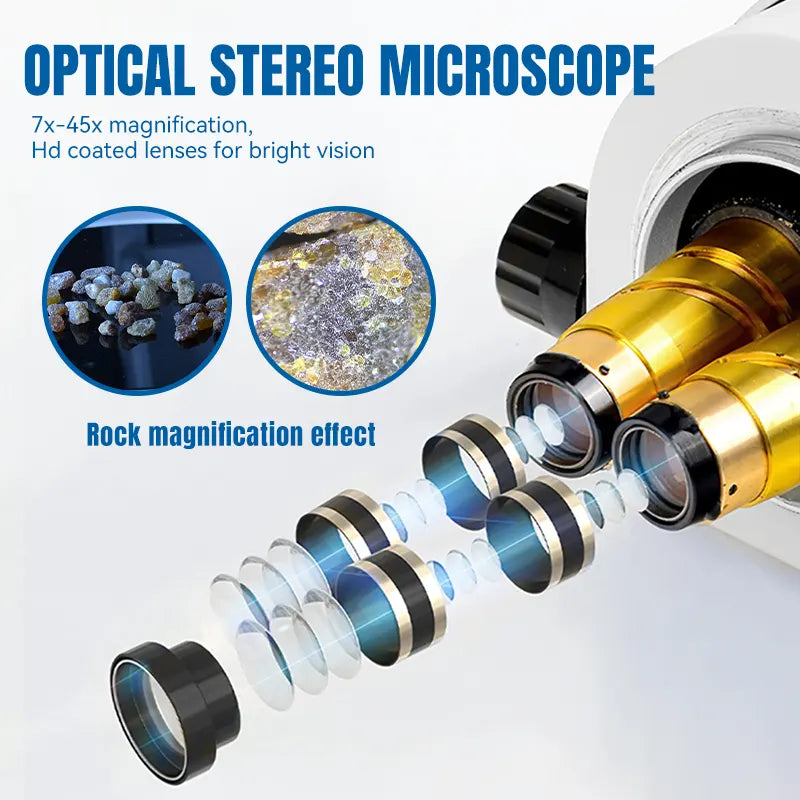 Trinocular Stereo Microscope LED Double Light Sources LK-MS06B