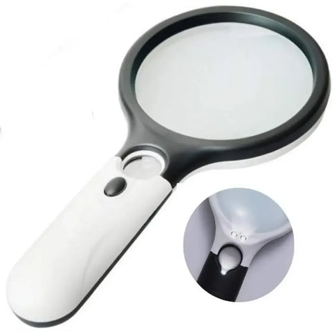 45x Handheld Magnifying Glass with 3 LED Lights for Reading and Jewelry Loupe, LK-AA43