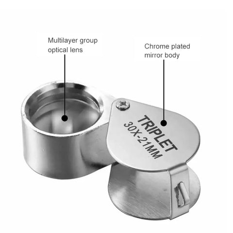 Foldable 10-30X Jewelry Loupe, Pocket Magnifier for Reading and Diamond Inspection, LK-AA83