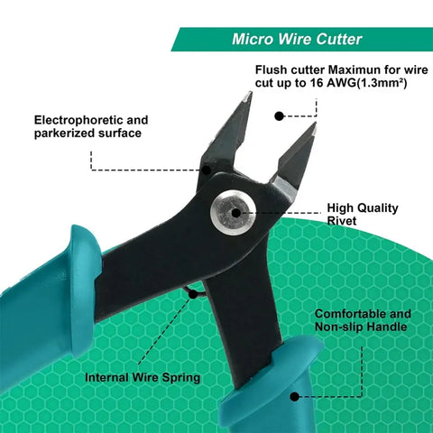 Suitable for Fine Craft Precision Micro Wire Cutter Flat Mouth Side Cutting Pliers, LK-FP12