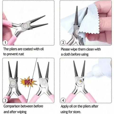 3 Piece Jewelry Pliers Set with Wire Cutters Round Nose and Flat Nose, LK-JP11