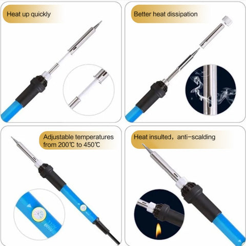 Adjustable Temperature 7-in-1 Electric Soldering Iron Kit, 60W Welding Repair Tool, LK-AA77