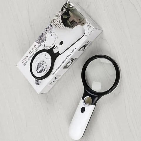 45x Handheld Magnifying Glass with 3 LED Lights for Reading and Jewelry Loupe, LK-AA43